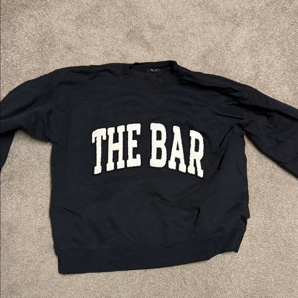 The Bar Women's Crewneck Top in Black with White Lettering